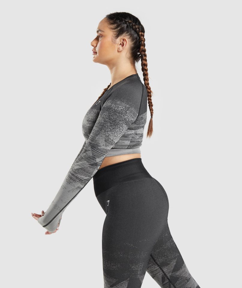 Przycięte Topy Gymshark Adapt Ombre Damskie Szare | PL 149LVZ